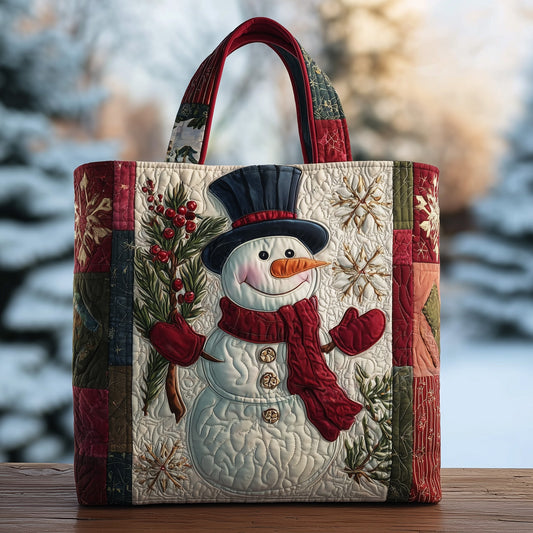 Holiday Snowman Charm Quilted Tote Bag GFTOTP11449