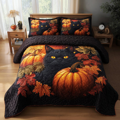 Mystic Autumn Cat 3-Piece Quilted Bedding Set GFTOTP11508