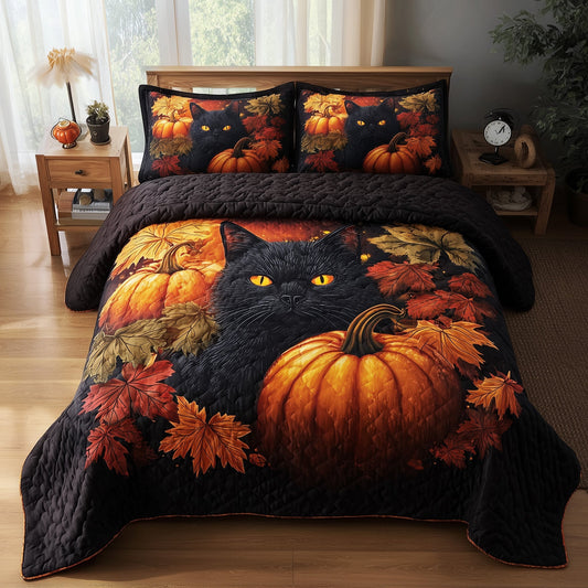 Mystic Autumn Cat 3-Piece Quilted Bedding Set GFTOTP11508
