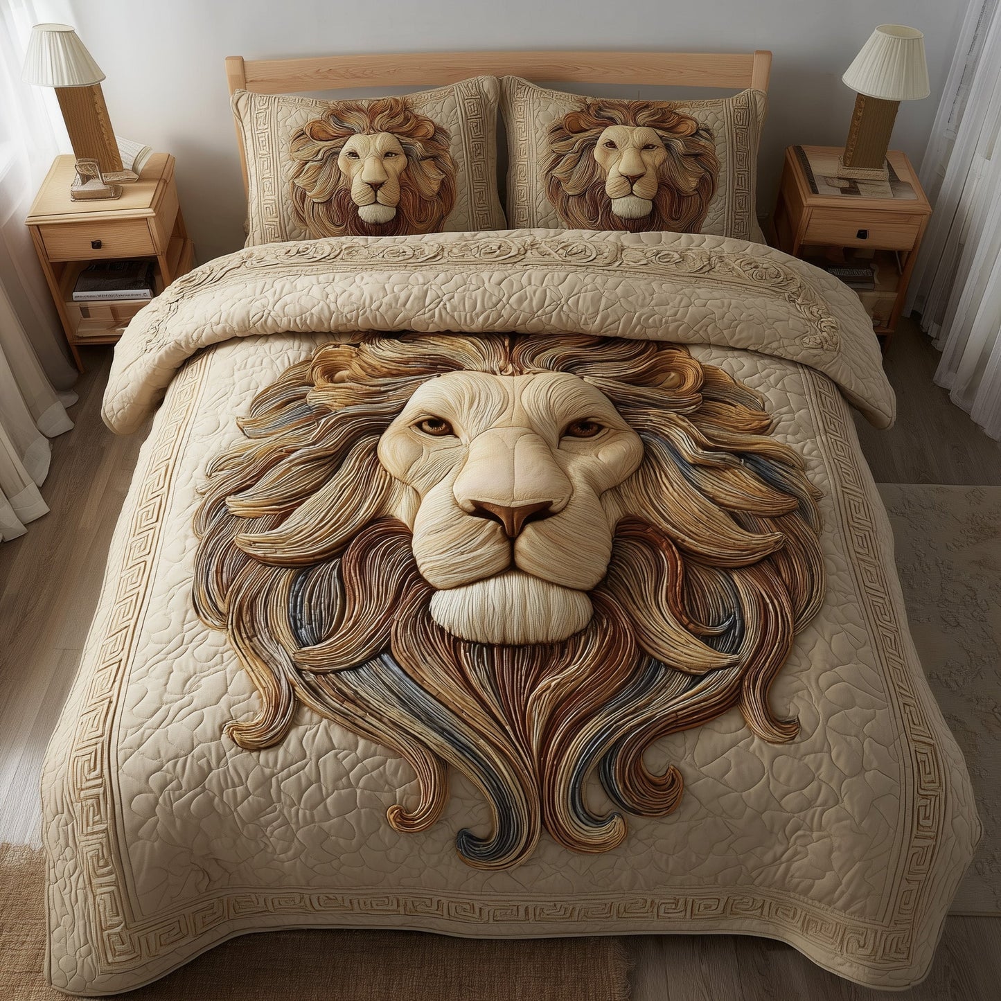 Majestic Lion 3-Piece Quilted Bedding Set GFTOTP11573