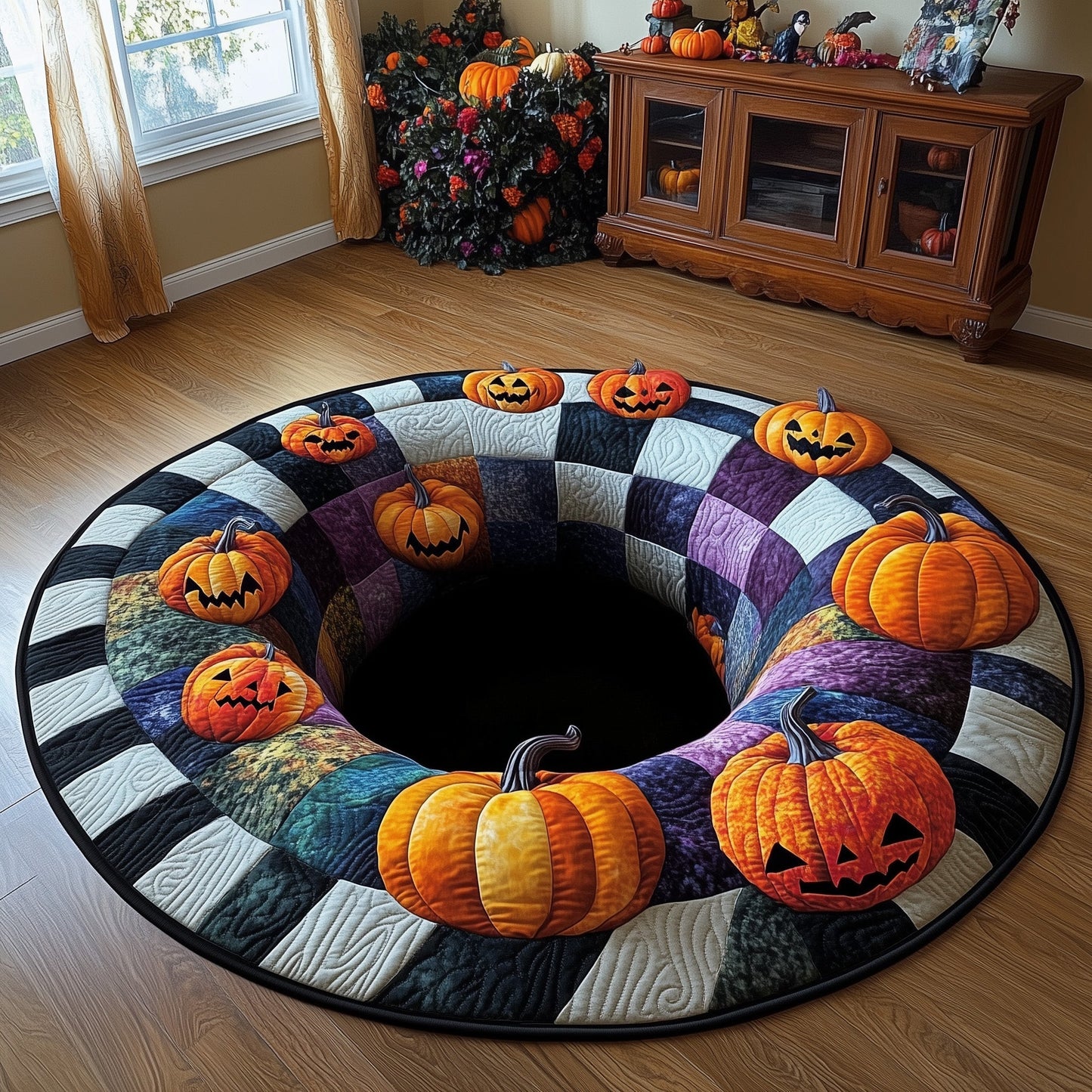 Trick or Treat Quilted Round Mat GFTOTP12086