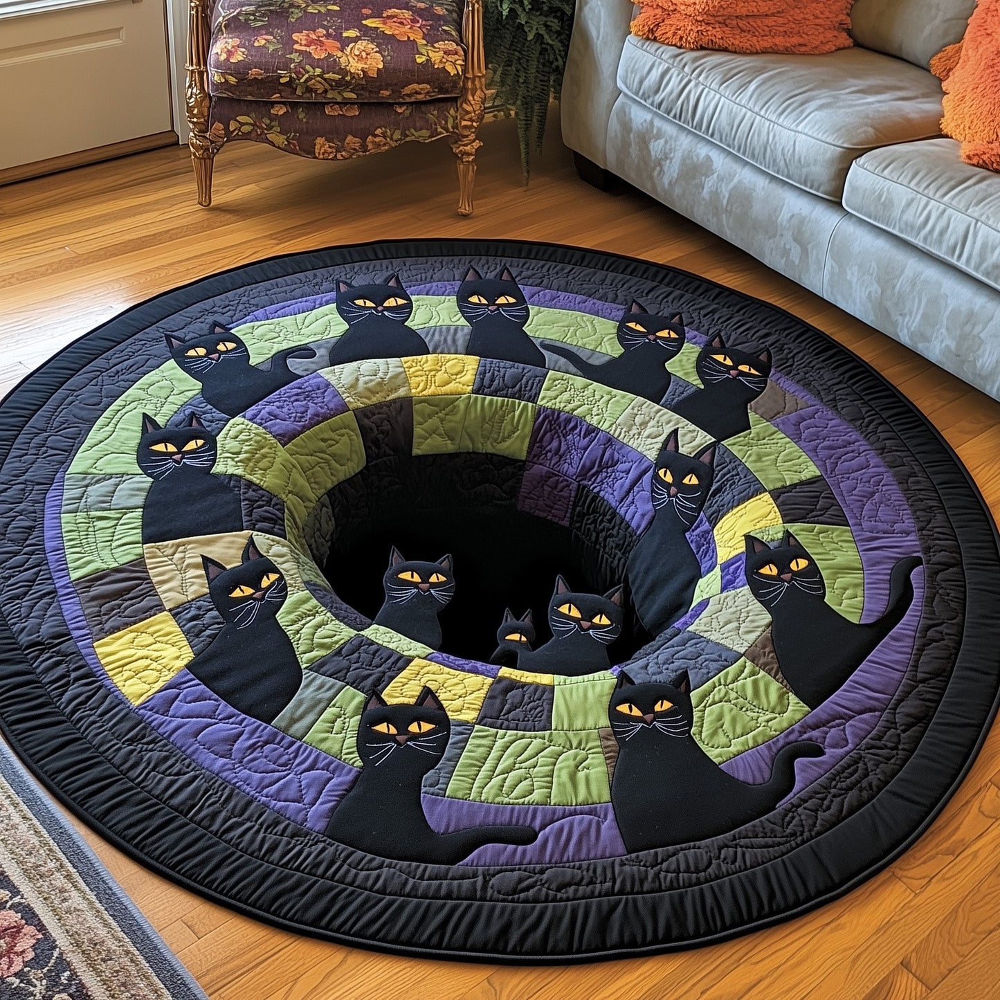 Trick or Treat Quilted Round Mat GFTOTP12089