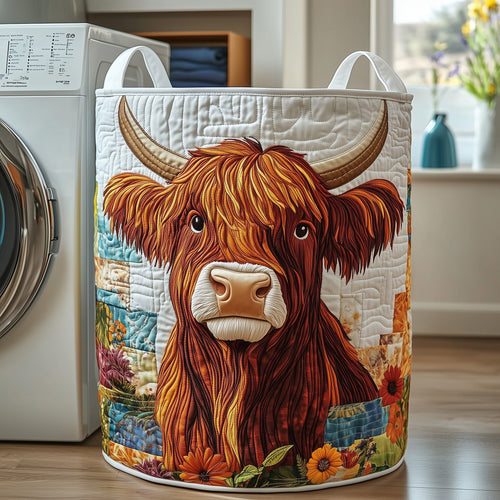 Highland Cow Quilted Laundry Basket GFTOTP12100