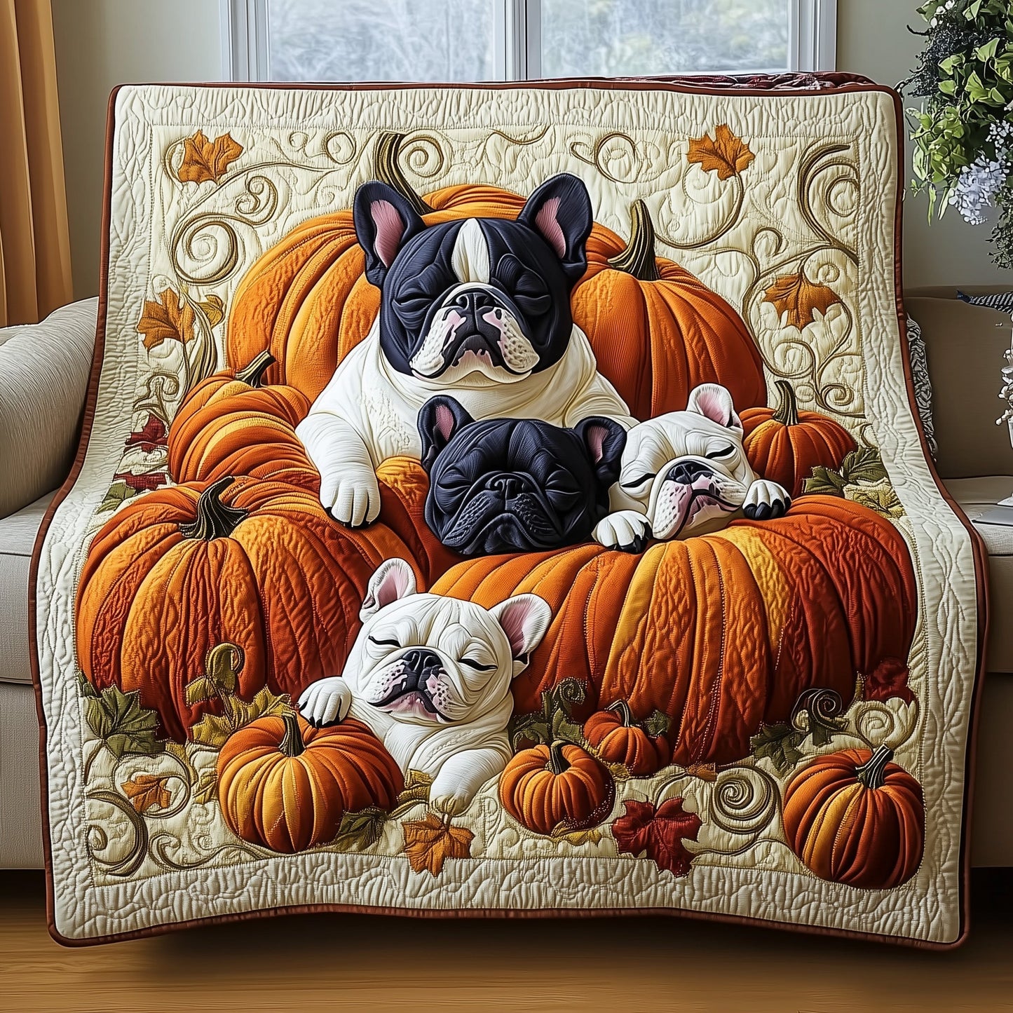 Autumn Frenchie Quilted Blanket GFTOTP12198