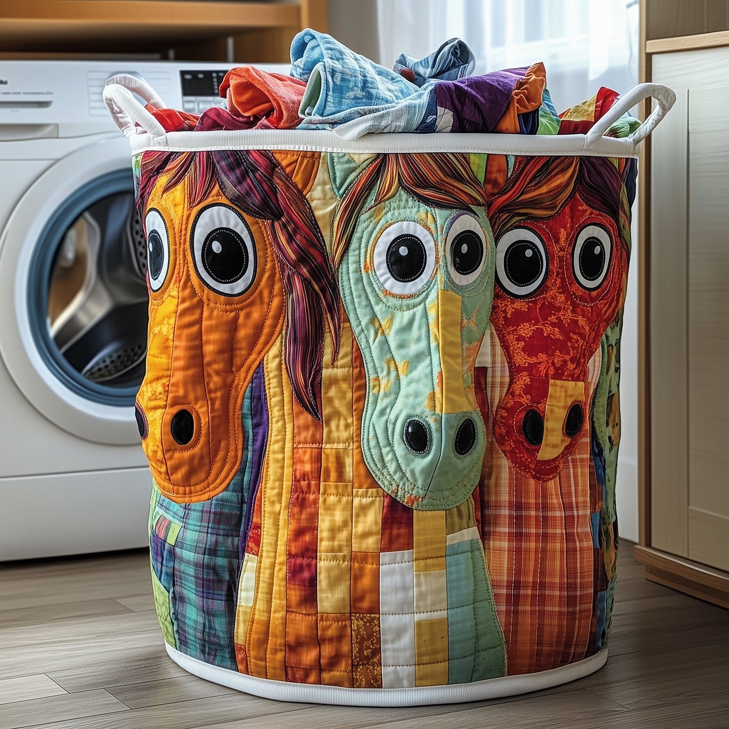 Funky Horse Quilted Laundry Basket GFTOTP12276