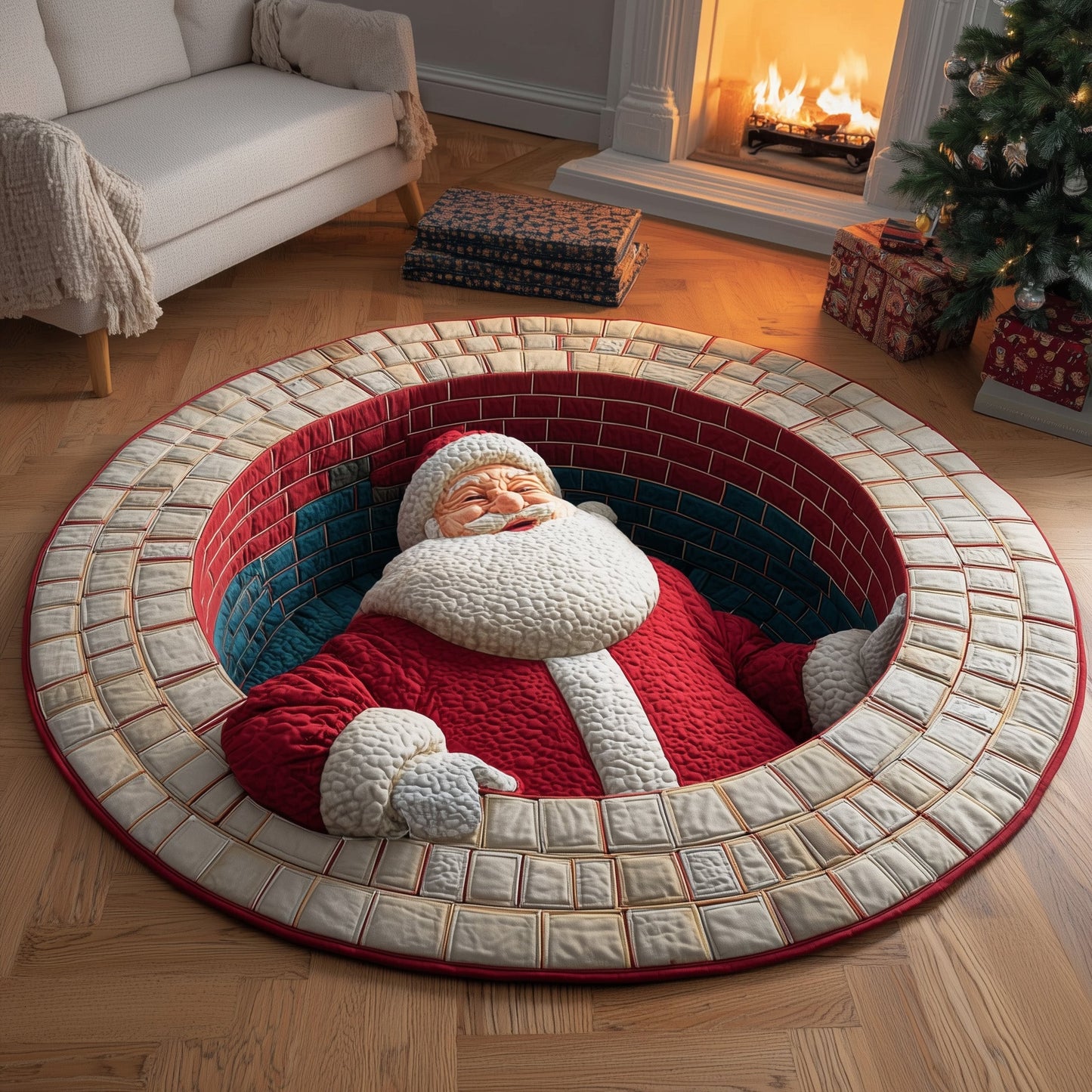 Holiday Santa Quilted Round Mat GFTOTP12330