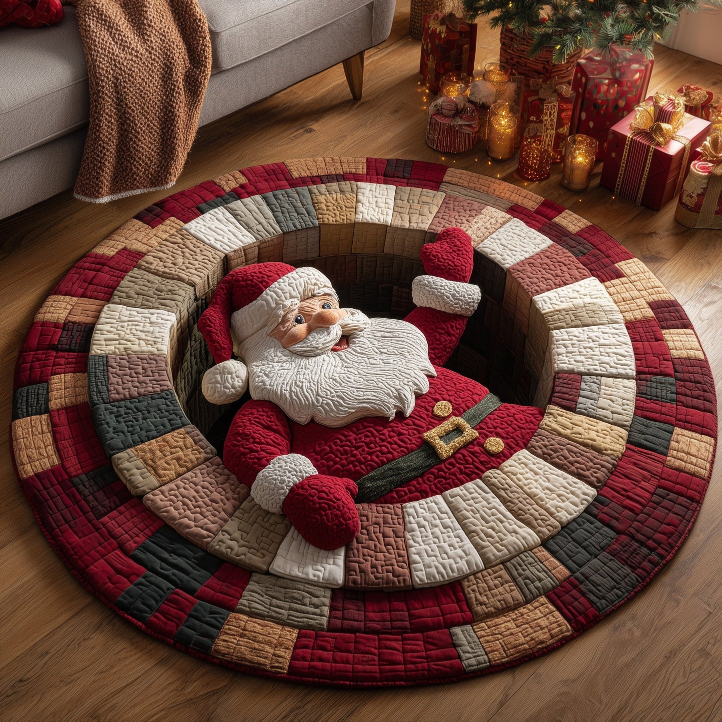 Holiday Santa Quilted Round Mat GFTOTP12332