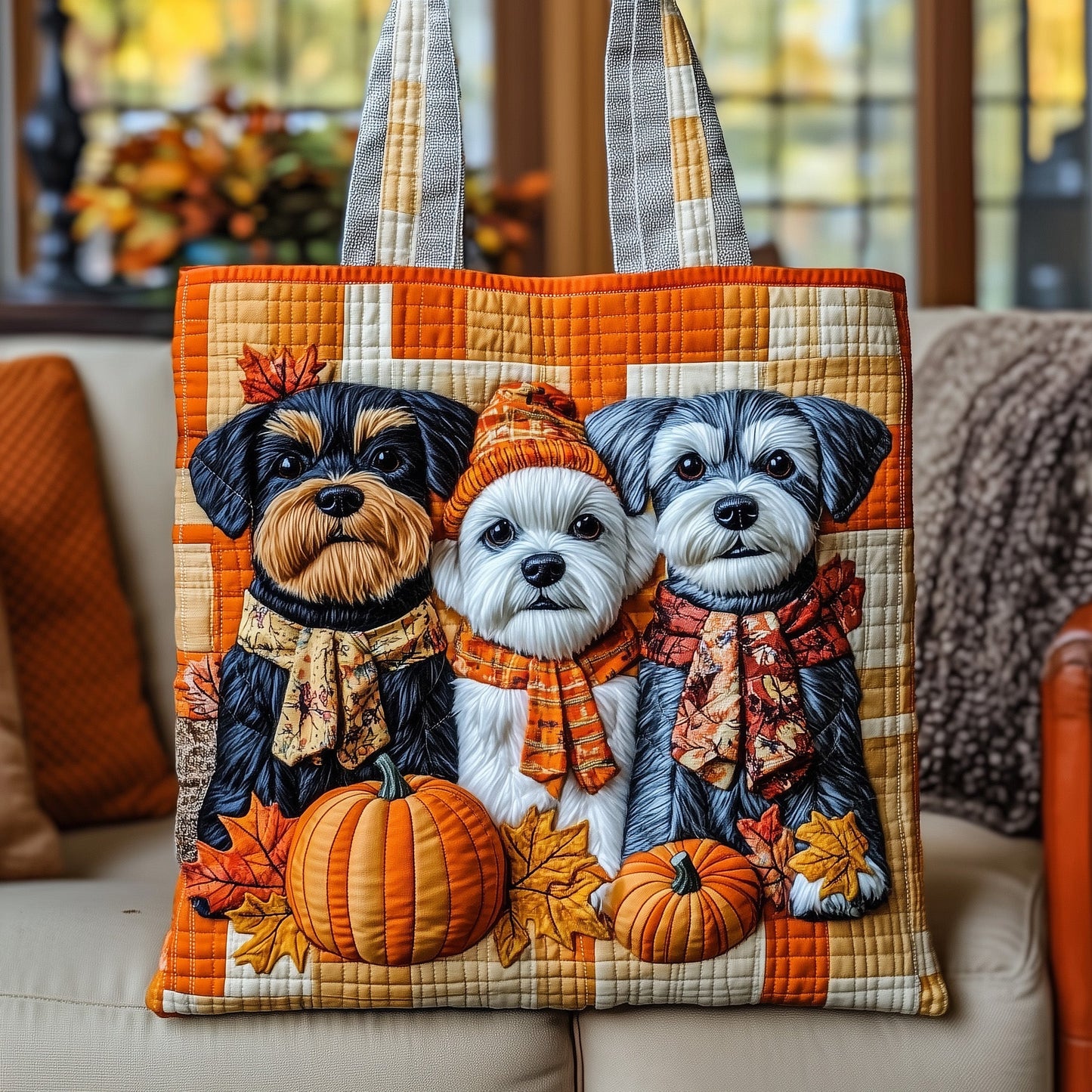 Furry Fall Friend Quilted Tote Bag GFTOTP12562