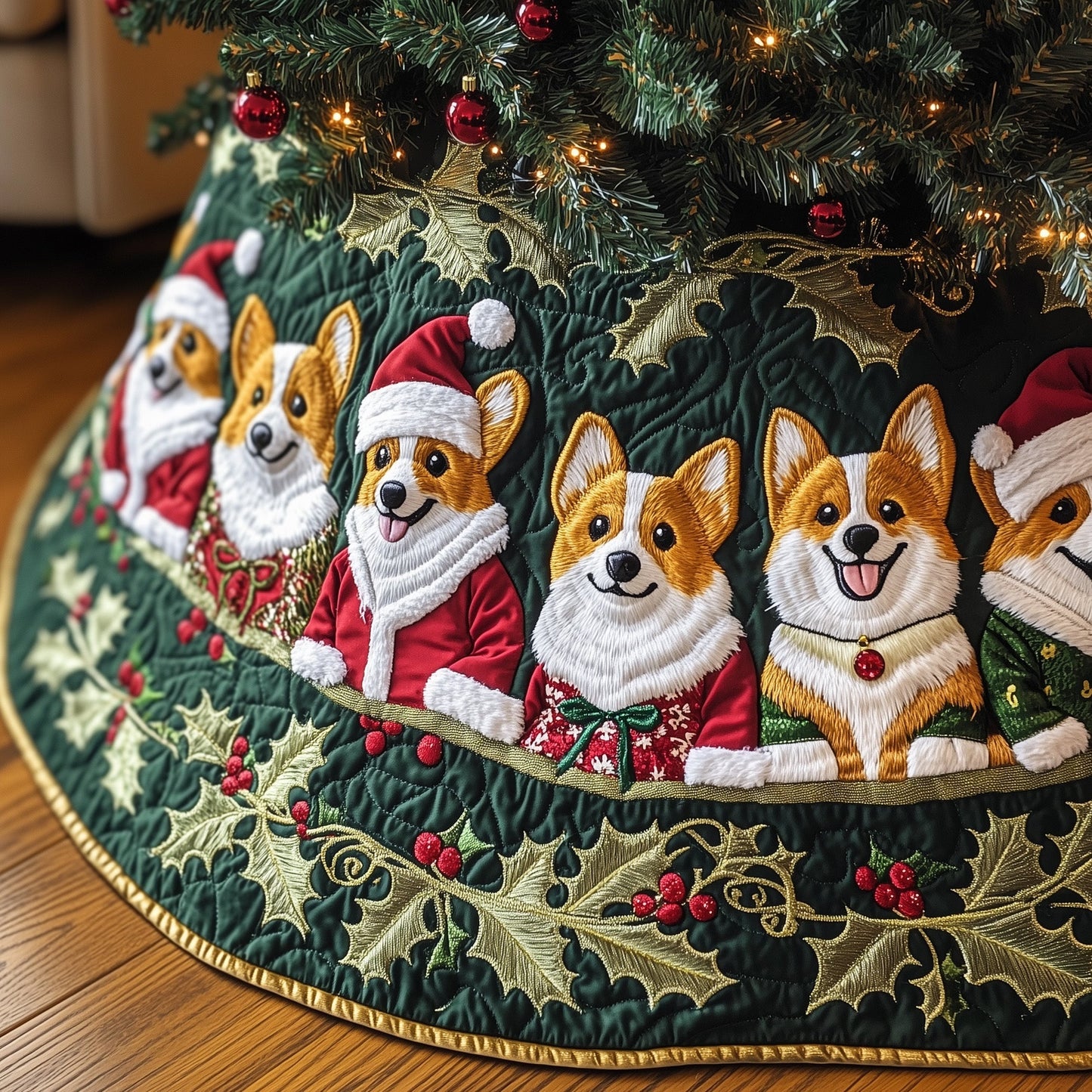 Corgi Charm Quilted Tree Skirt GFTOTP12570