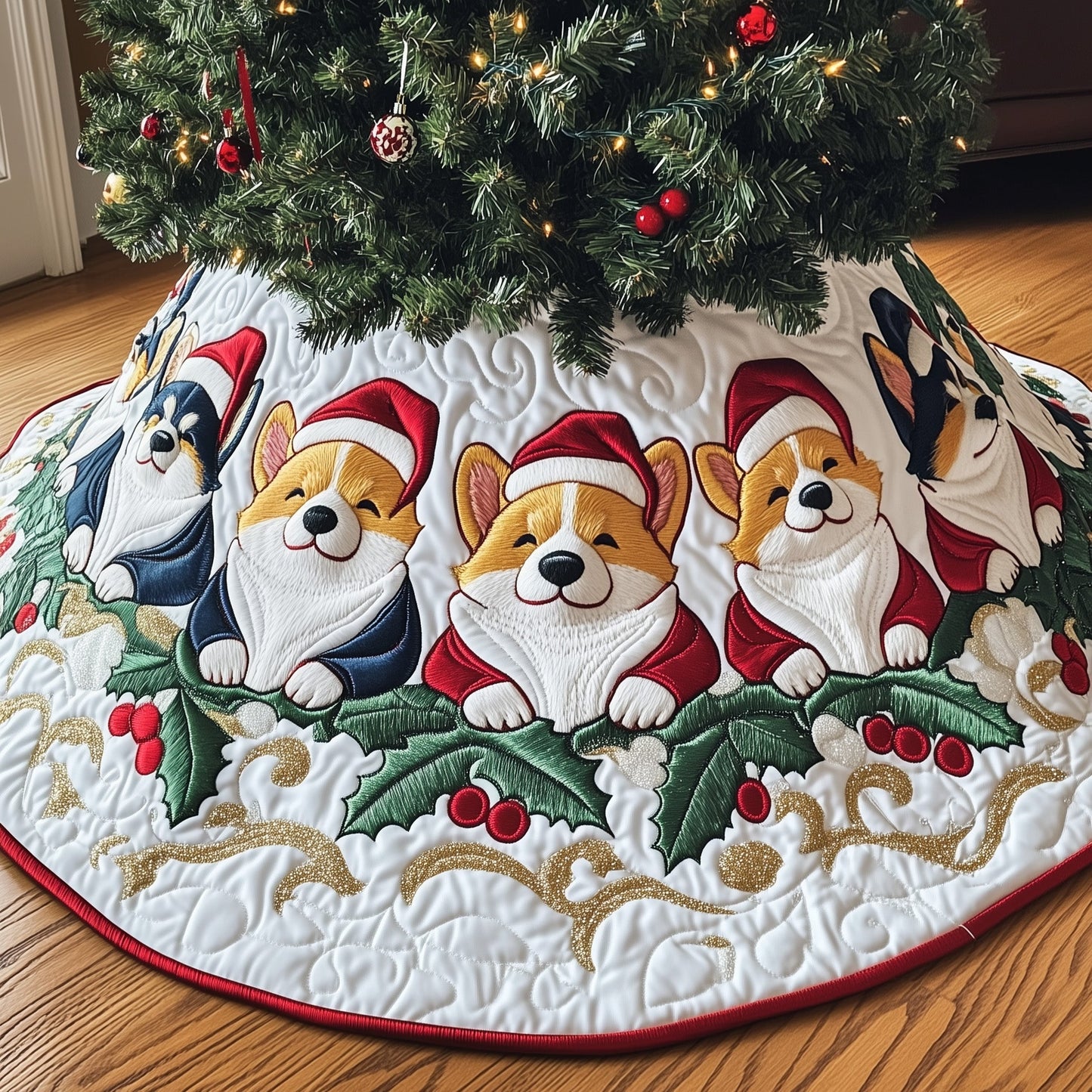 Corgi Charm Quilted Tree Skirt GFTOTP12577