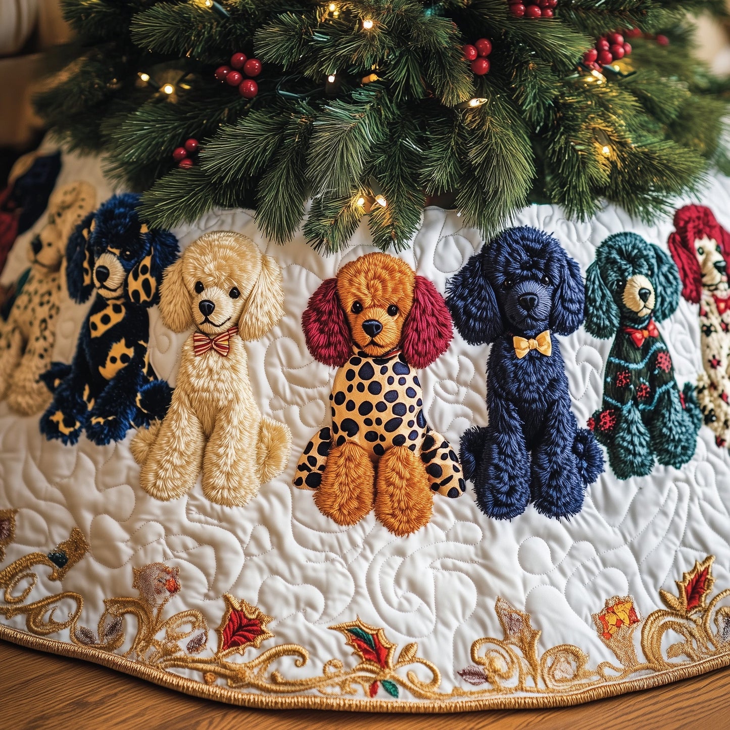 Poodle Charm Quilted Tree Skirt GFTOTP12623