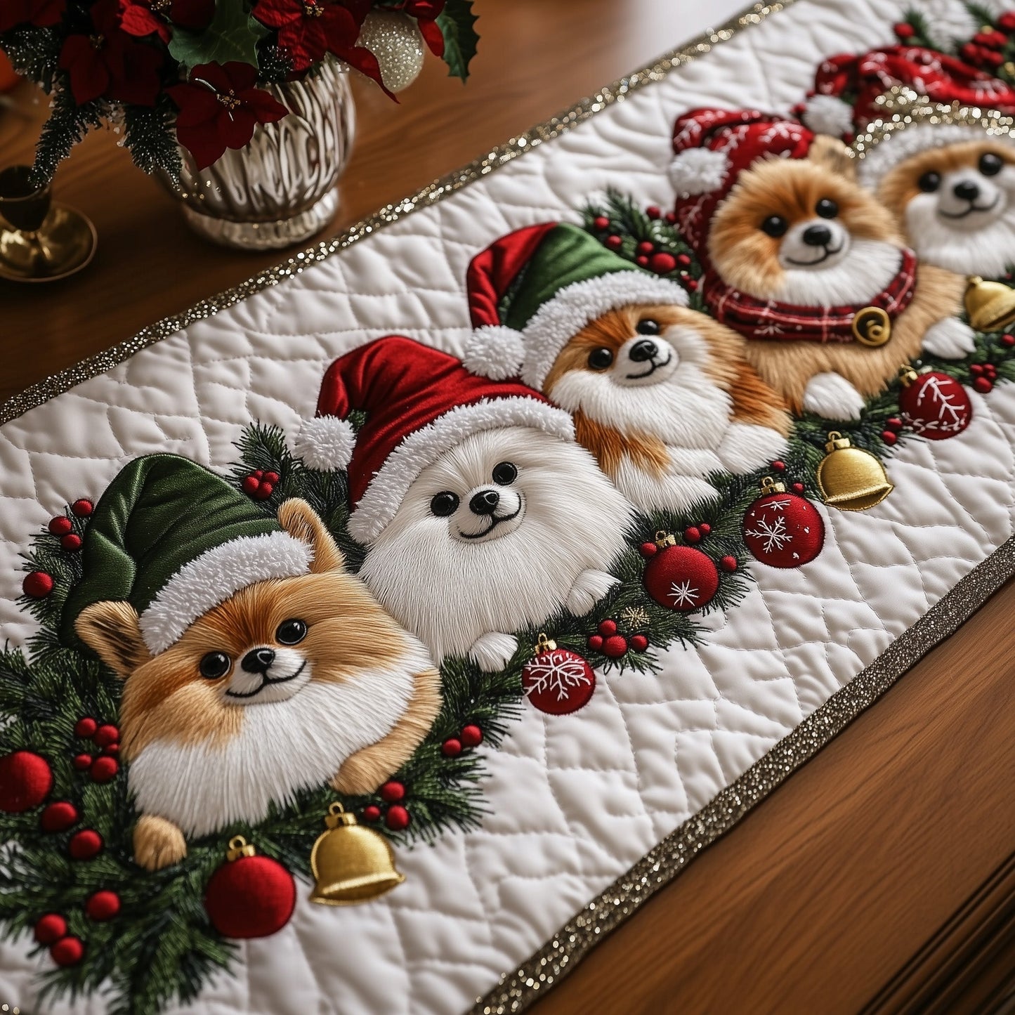 Jolly Pomeranian Quilted Table Runner GFTOTP12801