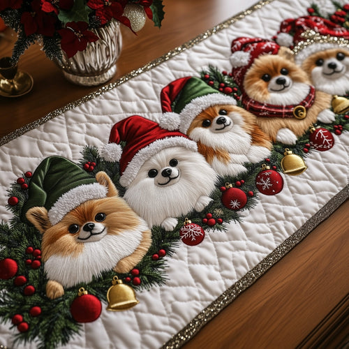 Jolly Pomeranian Quilted Table Runner GFTOTP12801