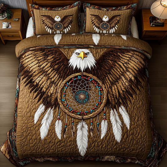 Native American Bald Eagle Dream Catcher 3-Piece Quilted Bedding Set GFTOTP1288