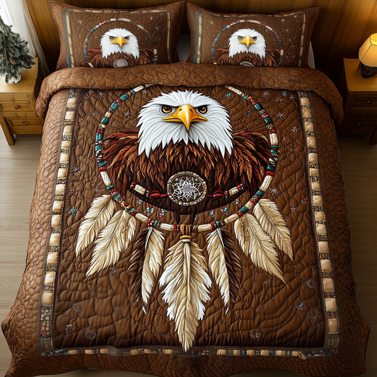Native American Bald Eagle Dream Catcher 3-Piece Quilted Bedding Set GFTOTP1289