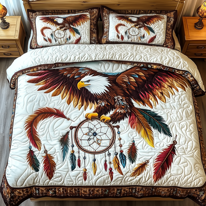 Native American Bald Eagle Dream Catcher 3-Piece Quilted Bedding Set GFTOTP1290