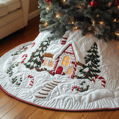 Candy Canes Whimsical House Quilted Tree Skirt GFTOTP1323