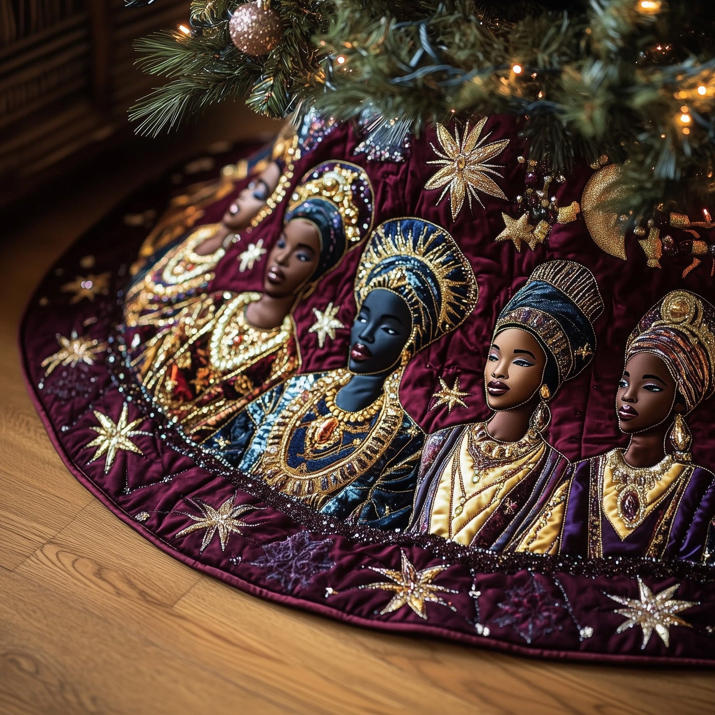 Golden Queens Quilted Tree Skirt GFTOTP13396