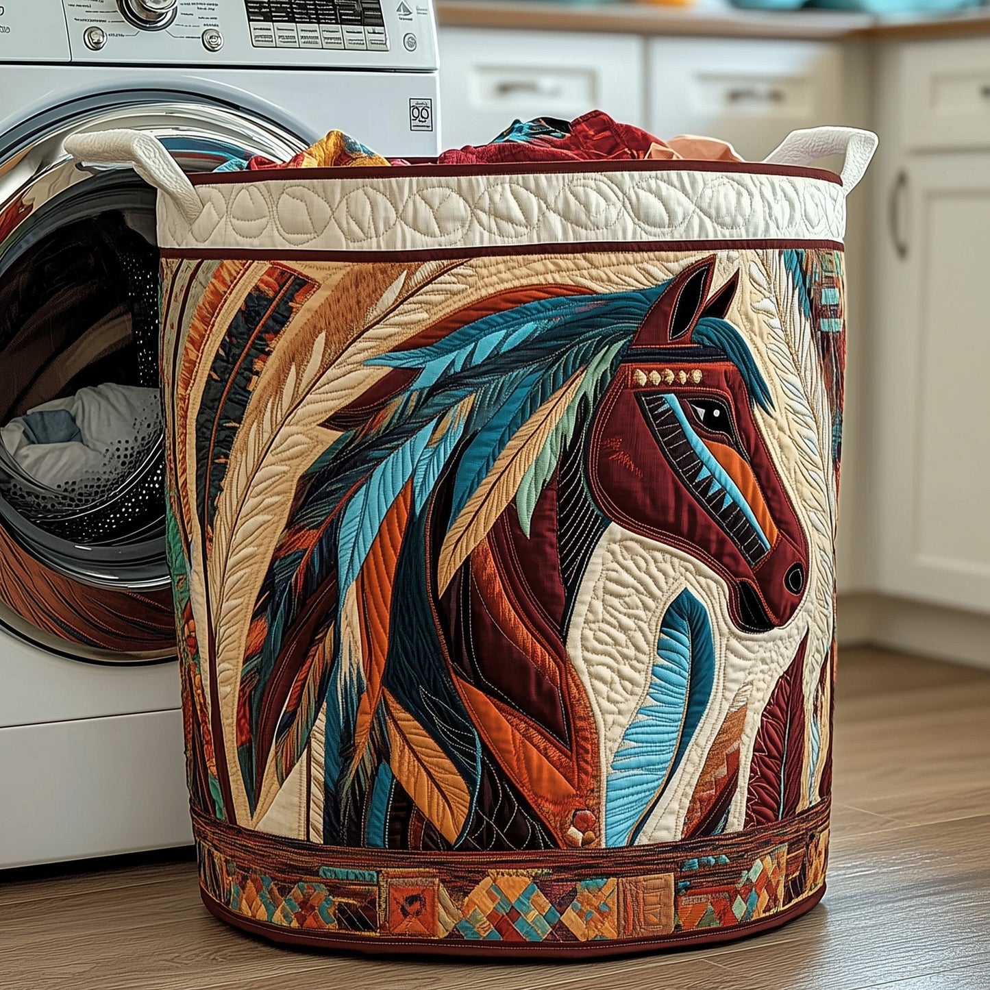 Native Horse Quilted Laundry Basket GFTOTP13427