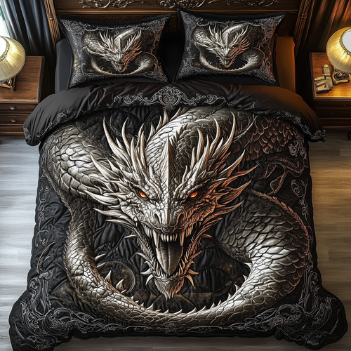 Majestic Dragon 3-Piece Quilted Bedding Set GFTOTP1349