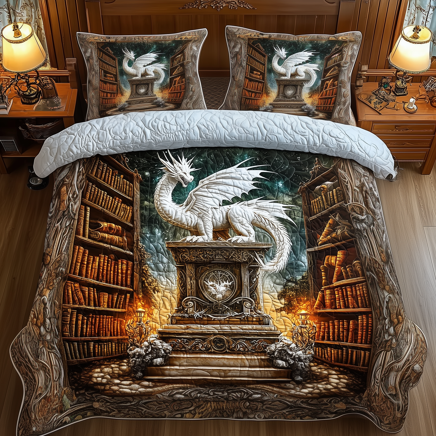 Library Dragon 3-Piece Quilted Bedding Set GFTOTP1353