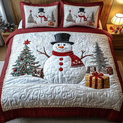 Happy Snowman 3-Piece Quilted Bedding Set GFTOTP1383