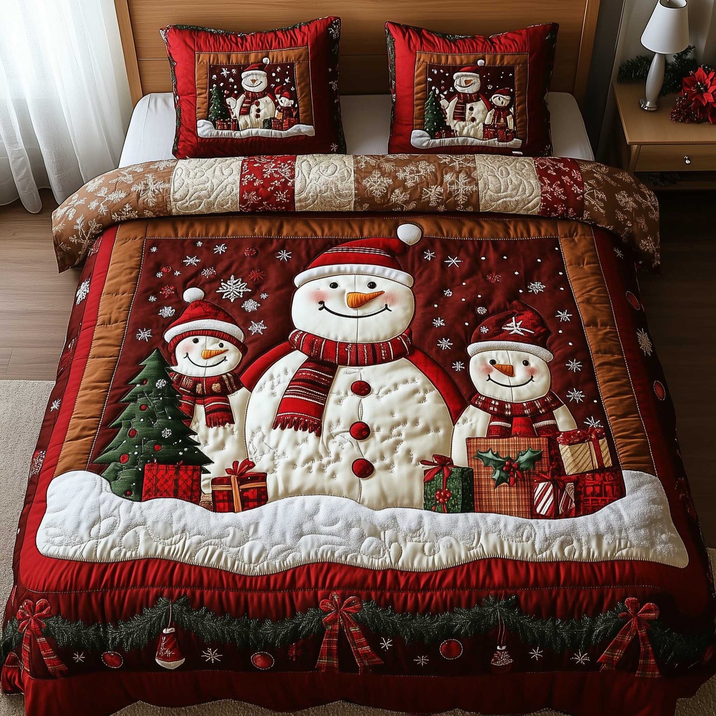 Snowy Companions 3-Piece Quilted Bedding Set GFTOTP13960