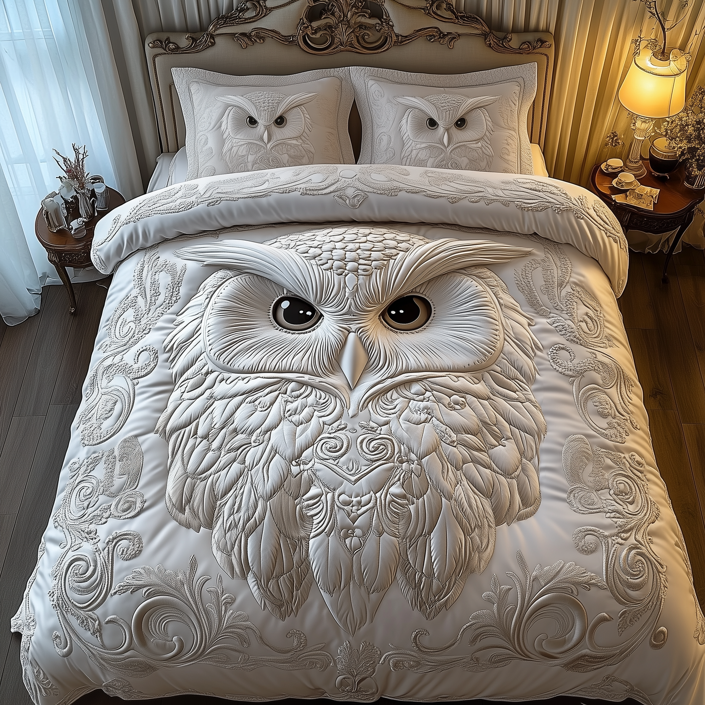 Snowy Owl 3-Piece Quilted Bedding Set GFTOTP1408