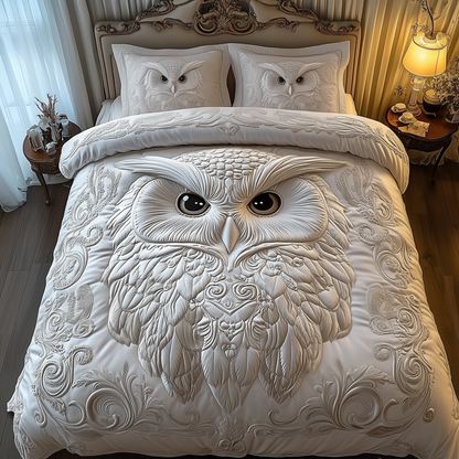 Snowy Owl 3-Piece Quilted Bedding Set GFTOTP1408