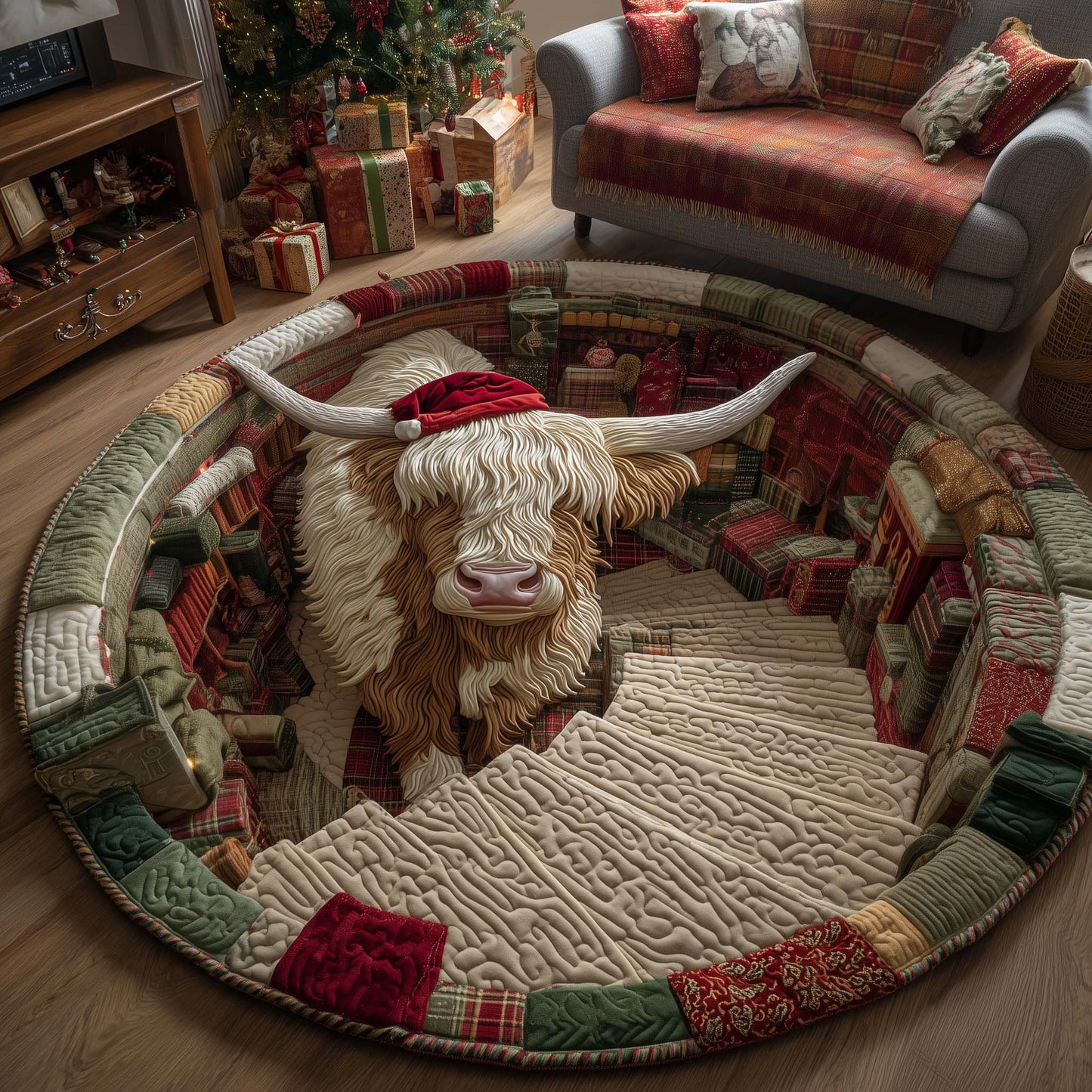 Holiday Farmstead Quilted Round Mat GFTOTP14222