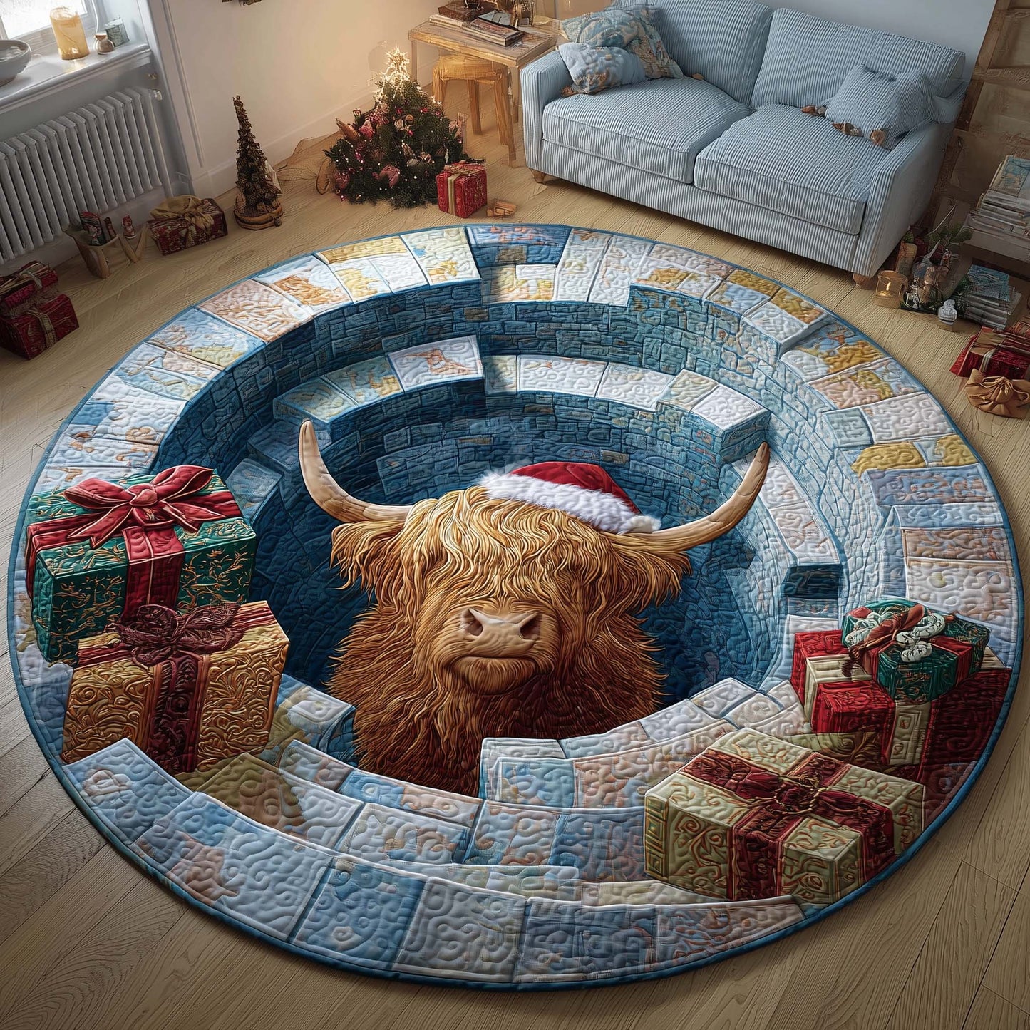 Holiday Farmstead Quilted Round Mat GFTOTP14224