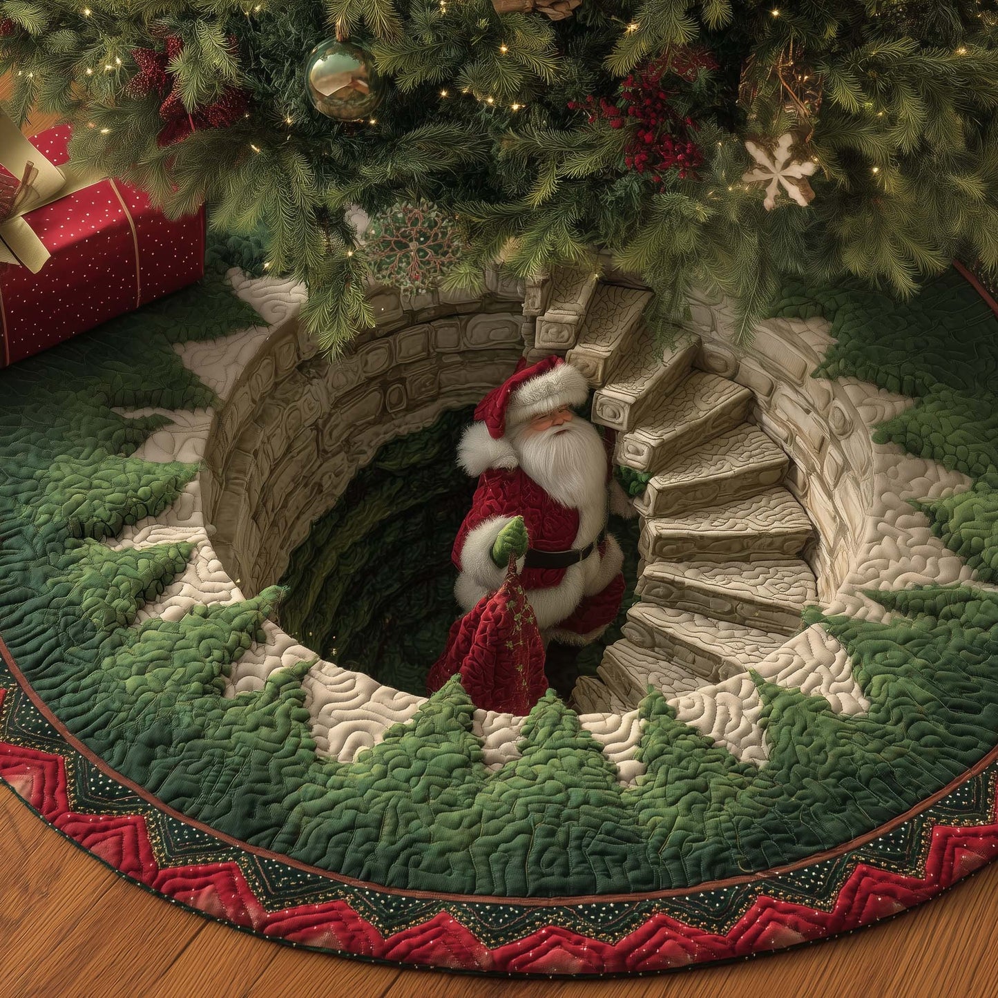 Santa Workshop Quilted Tree Skirt GFTOTP14959