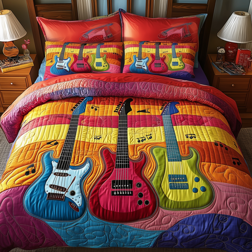 Electric Guitar 3-Piece Quilted Bedding Set GFTOTP1513