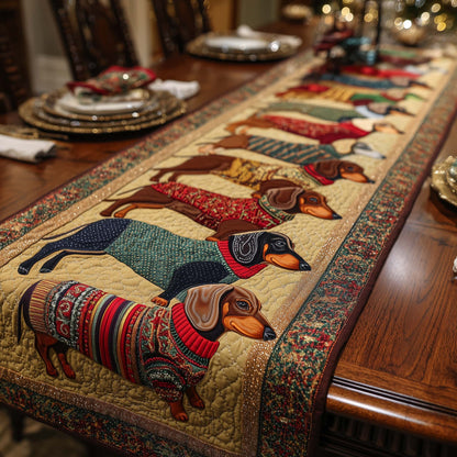 Merry Dachshund Charm Quilted Table Runner GFTOTP15403