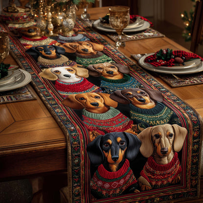Merry Dachshund Charm Quilted Table Runner GFTOTP15407