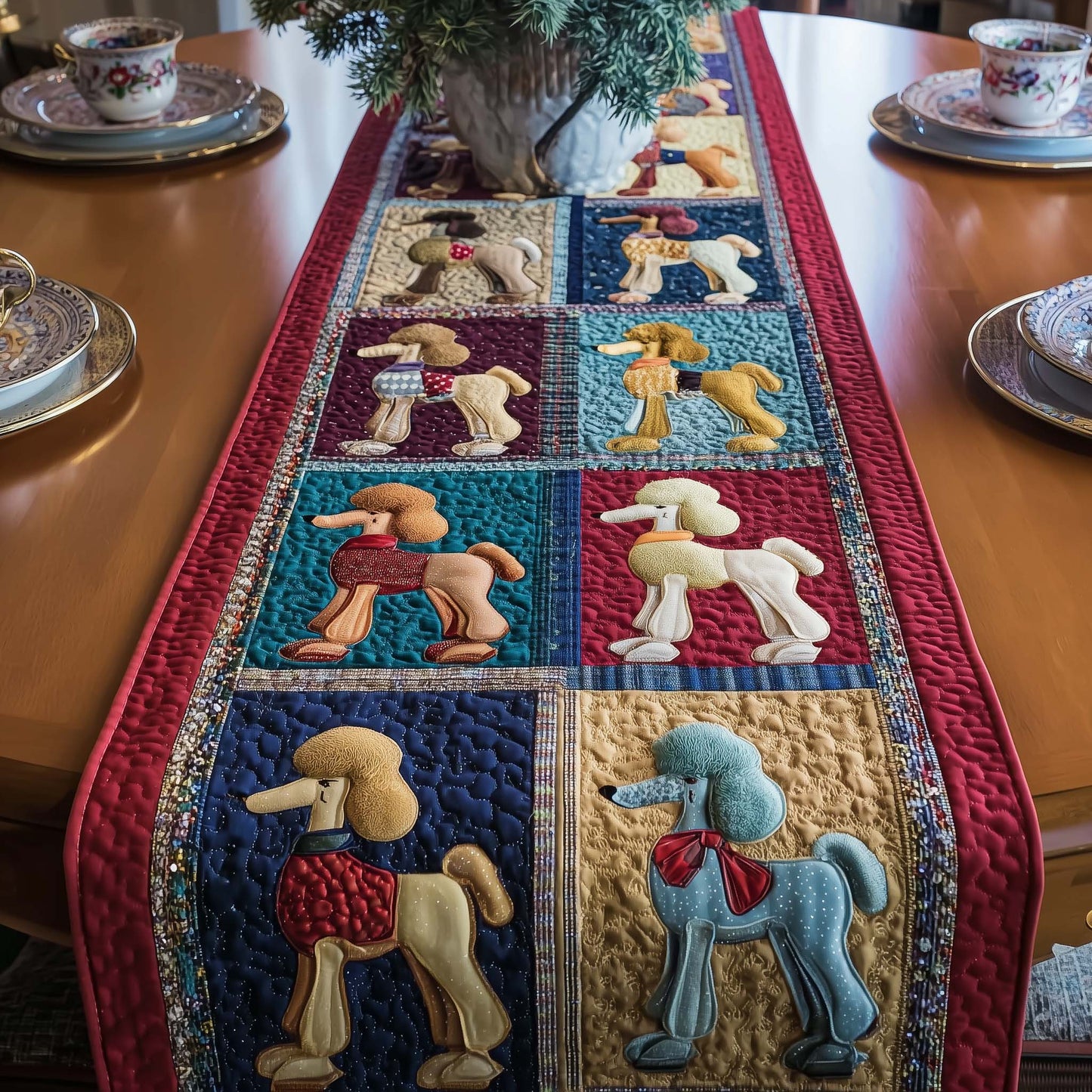 Poodle Charm Quilted Table Runner GFTOTP15411