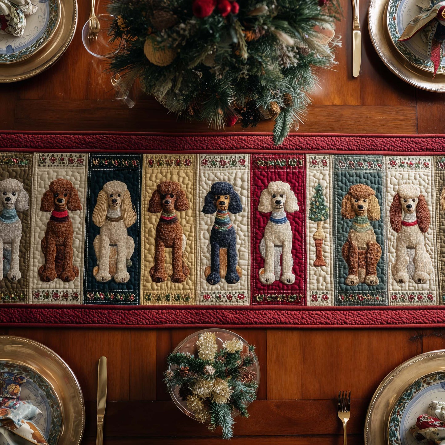 Poodle Charm Quilted Table Runner GFTOTP15418