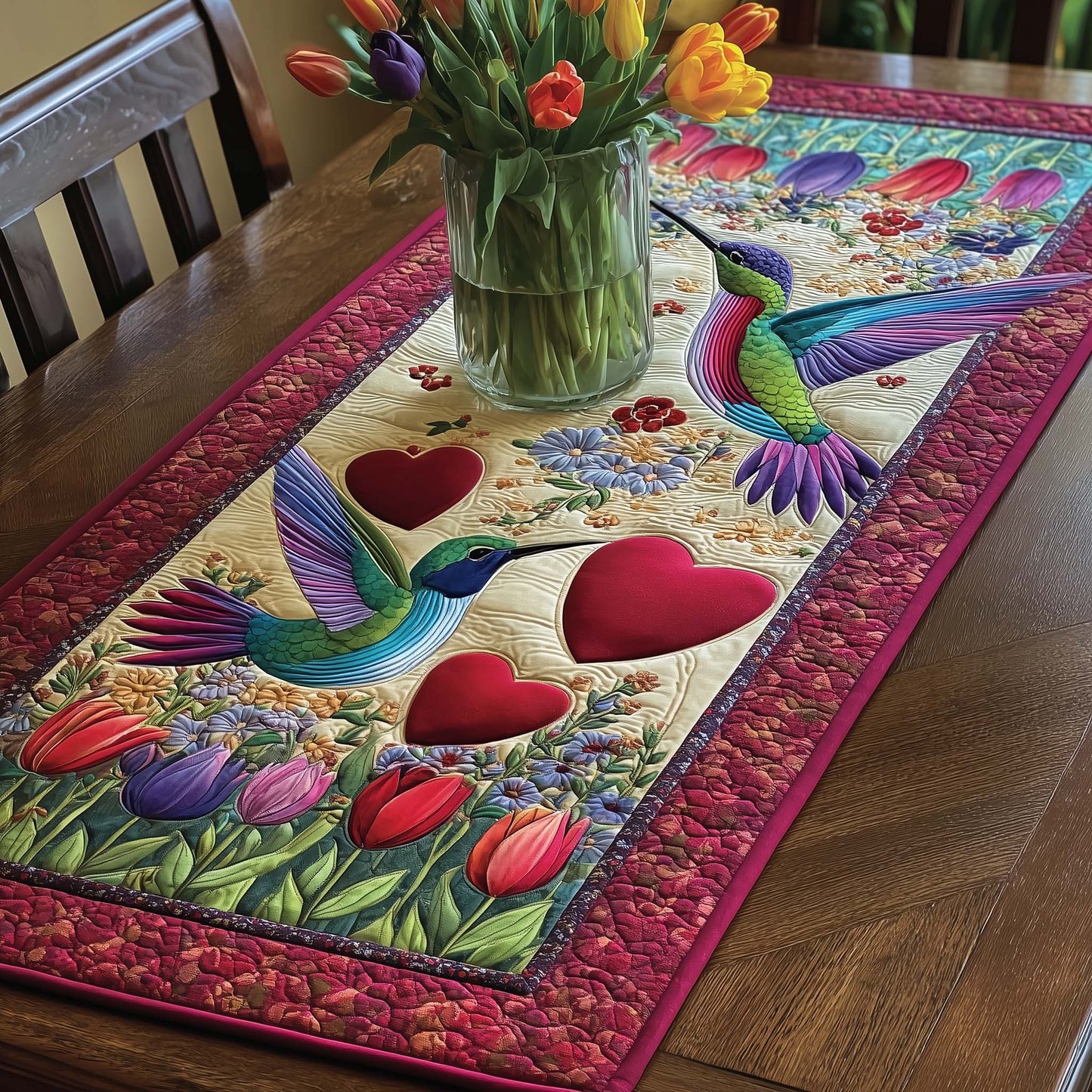 Hummingbird Charm Quilted Table Runner GFTOTP15456