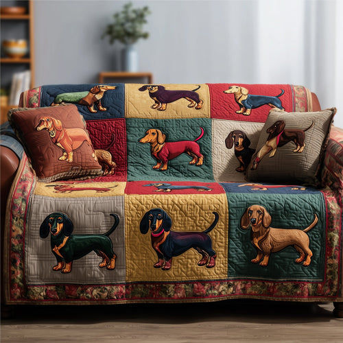 Dachshund Charm Quilted Sofa Cover GFTOTP15574