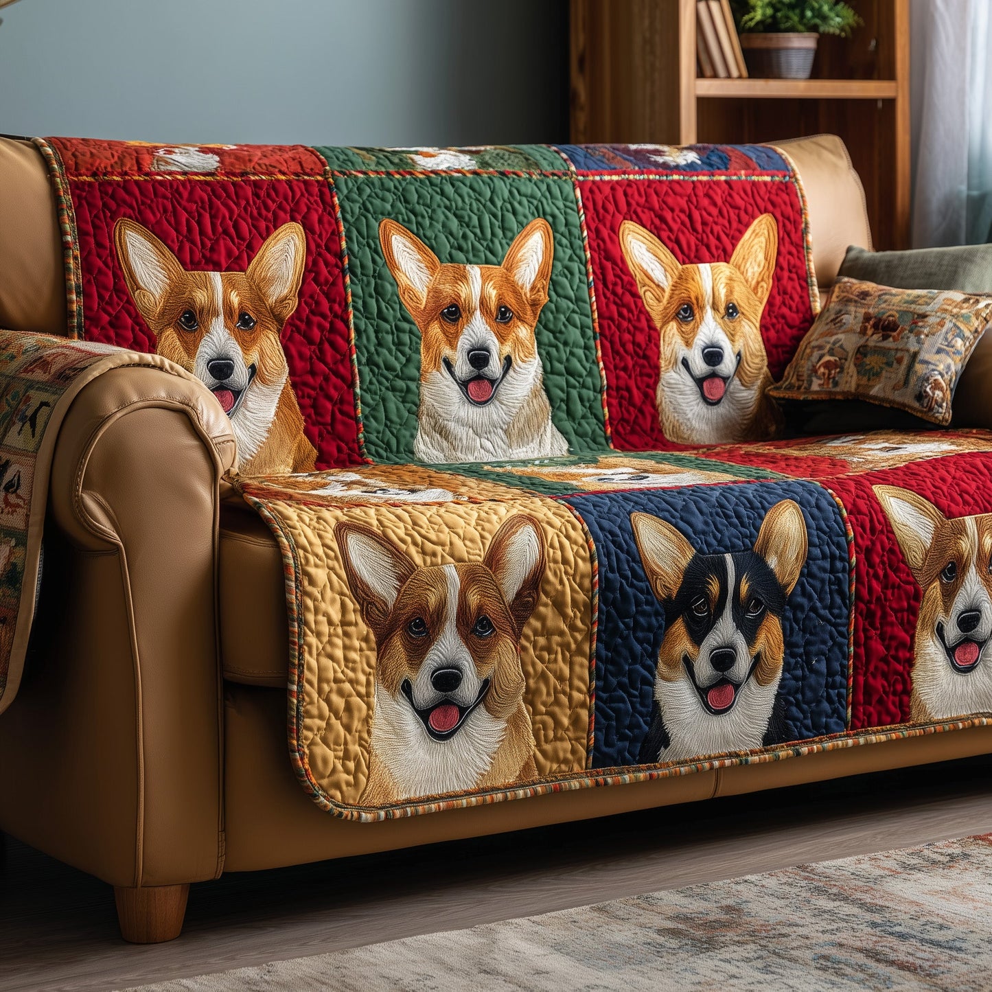 Corgi Charm Quilted Sofa Cover GFTOTP15579