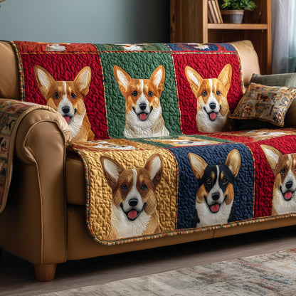 Corgi Charm Quilted Sofa Cover GFTOTP15579