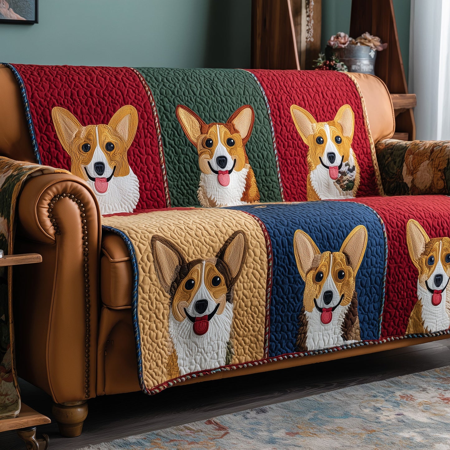 Corgi Charm Quilted Sofa Cover GFTOTP15580