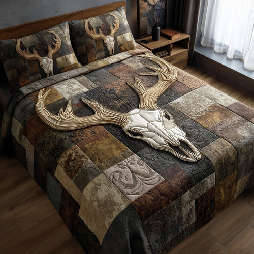 Rustic Antler 3-Piece Quilted Bedding Set GFTOTP15634