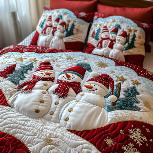 Festive Snowman 3-Piece Quilted Bedding Set GFTOTP1566