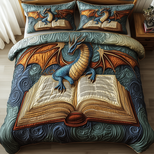 Library Dragon 3-Piece Quilted Bedding Set GFTOTP1567