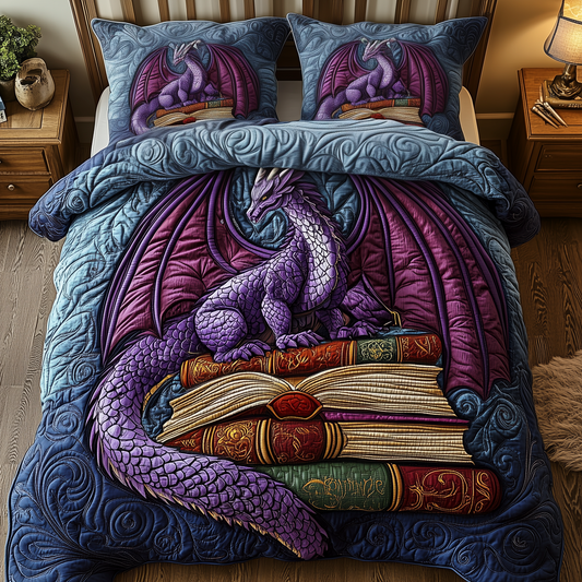Library Dragon 3-Piece Quilted Bedding Set GFTOTP1569