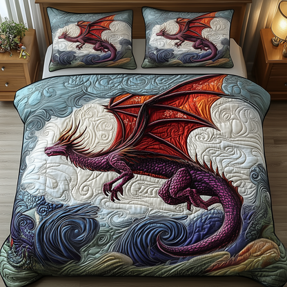 Majestic Dragon 3-Piece Quilted Bedding Set GFTOTP1572