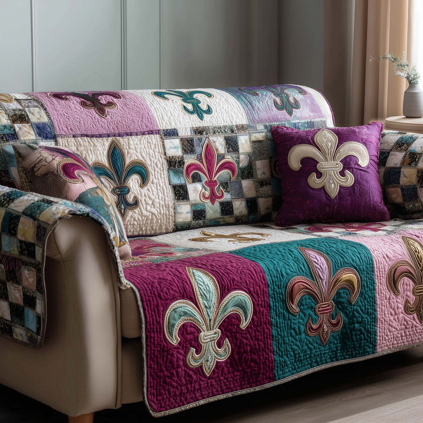 Masquerade Emblem Quilted Sofa Cover GFTOTP15837