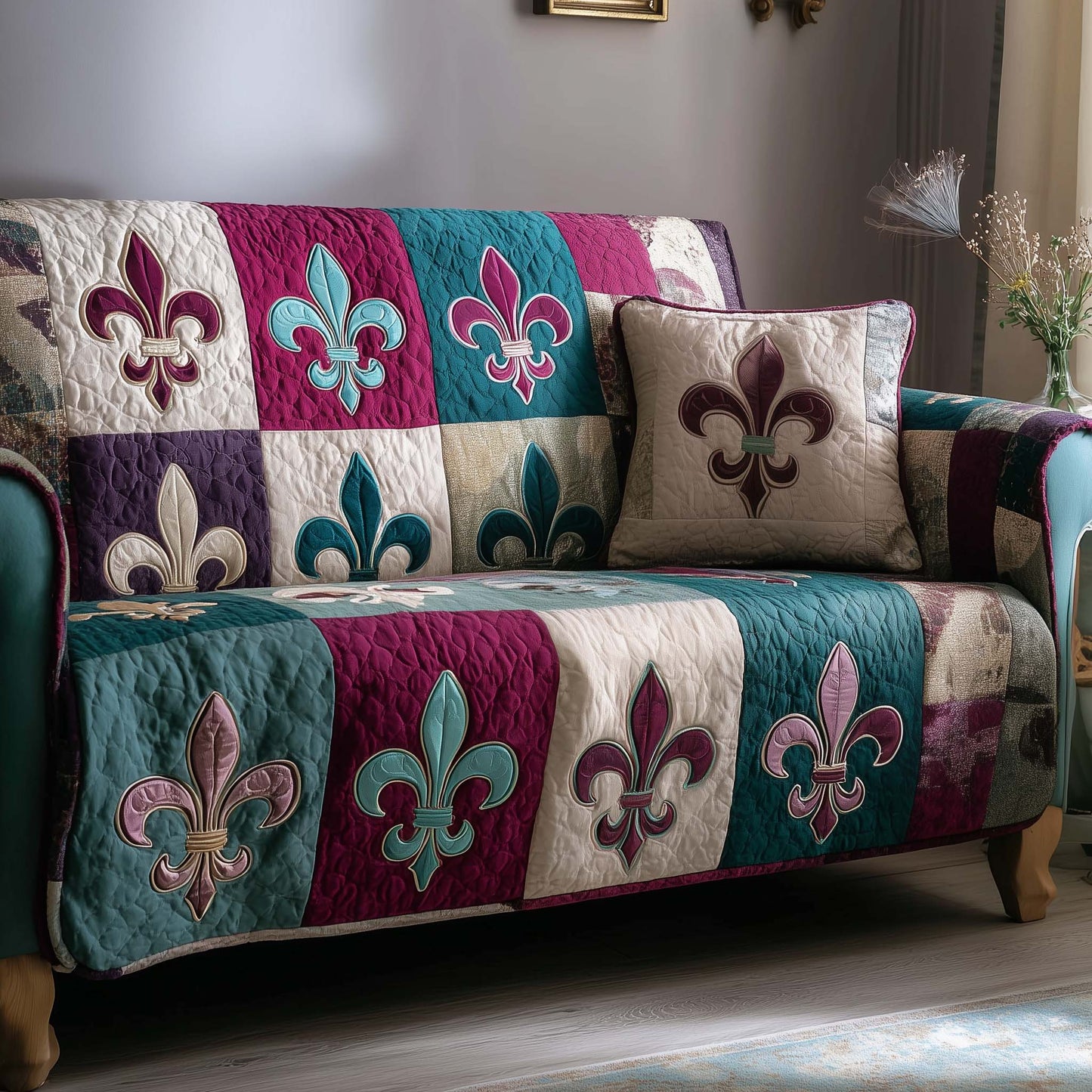Masquerade Emblem Quilted Sofa Cover GFTOTP15838