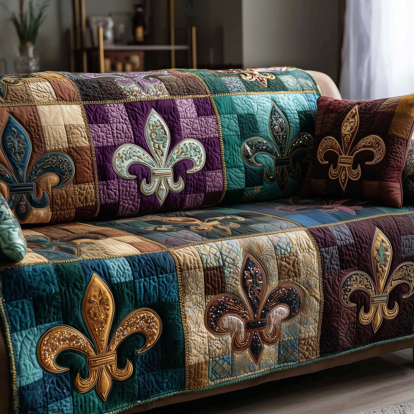 Masquerade Emblem Quilted Sofa Cover GFTOTP15839